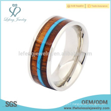 Fashion titanium wood and silver ring,wooden titanium rings for men